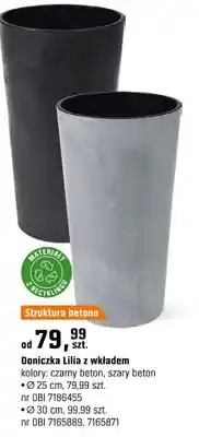 OBI Doniczka Lilia z wkładem Ø 30 cm kolory: czarny beton, szary beton oferta
