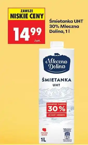 Biedronka Śmietanka UHT 30% Mleczna Dolina, 1l oferta
