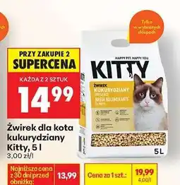 Biedronka Żwirek dla kota kukurydziany Kitty, 5 l oferta