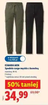 Lidl ESMARA MEN Spodnie cargo męskie z bawełną oferta