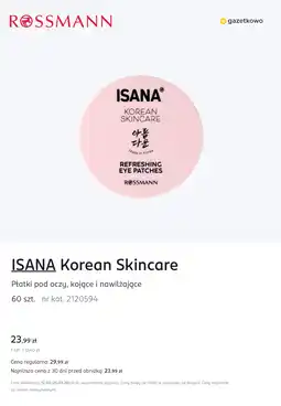 Rossmann ISANA Korean Skincare Płatki pod oczy, kojące i nawilżające oferta
