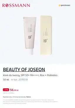 Rossmann BEAUTY OF JOSEON Krem do twarzy, SPF 50+ PA++++, Rice + Probiotics oferta