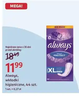Rossmann Wkładki extra long Always oferta