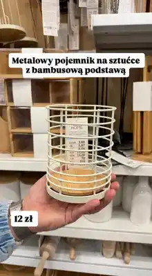 Pepco Metalowy pojemnik na sztućce z bambusową podstawą oferta