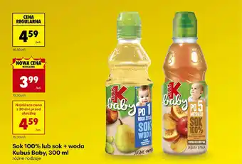 Biedronka Sok 100% lub sok + woda Kubuś Baby oferta