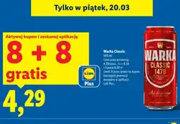 Lidl Piwo Warka Classic 8+8 GRATIS oferta