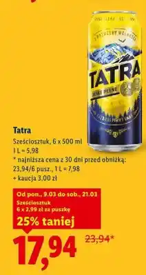 Lidl Piwo Tatra oferta