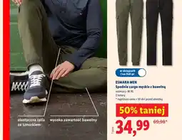 Lidl Spodnie cargo męskie z bawełną, 2 kolry oferta