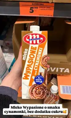 Biedronka Mleko wypasione o smaku cynamonki, bez dodatku cukru oferta