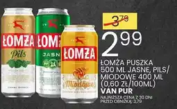 Wafelek Lomza puszka 500 ml Jasne, Pils/ Miodowe 400 ml (0,60-0,75 zl/ml) Van Pur oferta