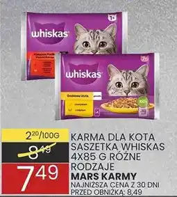 Wafelek Karma dla kota saszetka Whiskas 4x85 g różne rodzaje Mars Karma oferta