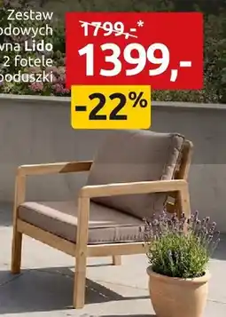 Black Red White Zestaw mebli ogrodowych z drewna Lido sofa, 2 fotele, stolik, poduszki oferta