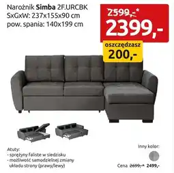 Black Red White Narożnik Simba 2F.URCBK oferta