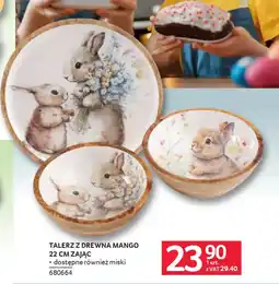 Selgros Talerz z drewna mango 22 cm zając oferta