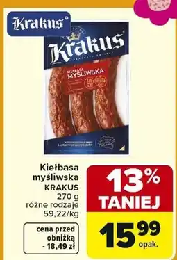 Carrefour Kiełbasa myśliwska różne rodzaje oferta