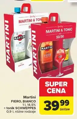 Carrefour Vermuth 1 l + napój schweppes indian tonic 900 ml Martini Fiero oferta