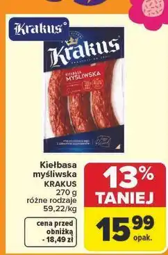 Carrefour Kiełbasa myśliwska Krakus Animex oferta