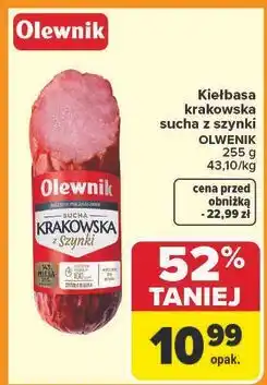 Carrefour Kiełbasa krakowska sucha z szynki Olewnik oferta