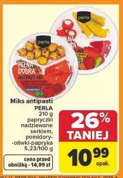 Carrefour Antipasti party mix papryka czerwona suszony pomidor zielone oliwki Perla oferta