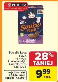 Carrefour Przysmak dla kota kurczak i łosoś Purina Felix Sauce Time oferta