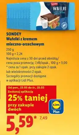 Lidl Sondey wafelki z kremem mleczno-orzechowym oferta