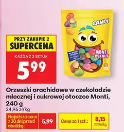 Biedronka Orzeszki arachidowe w czekoladzie mlecznej i cukrowej otoczce Monti Peanut oferta