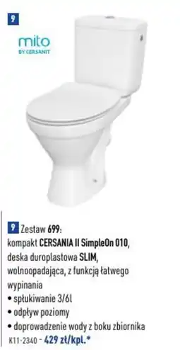 Cersanit Zestaw 699: kompakt cersania ii simpleon 010 mito by cersanit oferta