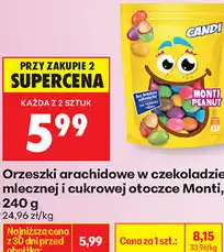 Biedronka Orzeszki arachidowe w czekoladzie mlecznej i cukrowej otoczce Monti oferta