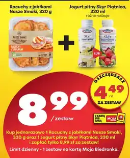 Biedronka Zestaw Racuchy z jabłkami + jogurt pitny Skyr Piątnica oferta