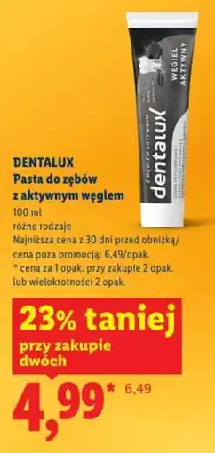 Lidl Dentalux pasta do zębów z aktywnym węglem oferta