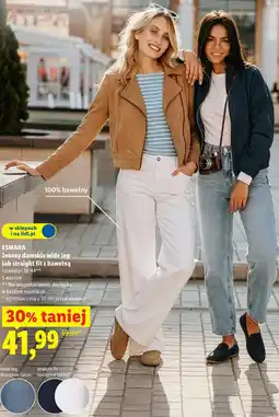 Lidl ESMARA Jeansy damskie wide leg lub straight fit z bawełną oferta