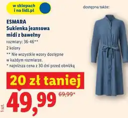 Lidl ESMARA Sukienka jeansowa midi z bawełny oferta