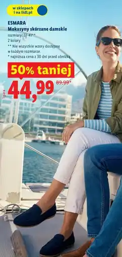 Lidl ESMARA Mokasyny skórzane damskie oferta