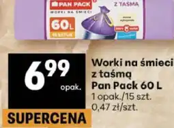 Delikatesy Centrum Worki na śmieci z taśmą Pan Pack 60 L oferta