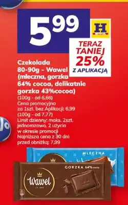 Hitpol Czekolada 80-90g Wawel (mleczna gorzka 64% cocoa, delikattnie gorzka 43%cocoa) oferta
