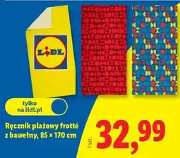Lidl Ręcznik plażowy frotte z bawełny, 85 × 170 cm oferta