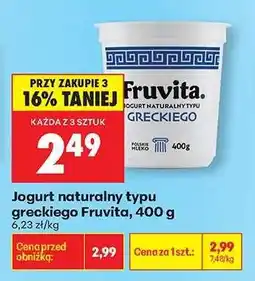 Biedronka Jogurt naturalny typu greckiego Fruvita, 400 g oferta
