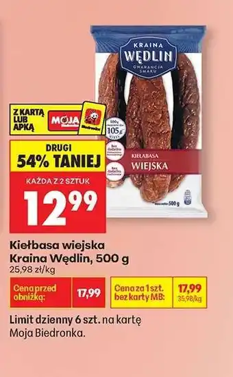 Biedronka Kiełbasa wiejska Kraina Wędlin, 500 g oferta