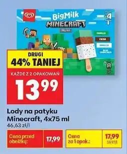 Biedronka Lody na patyku Minecraft, 4x75 ml oferta