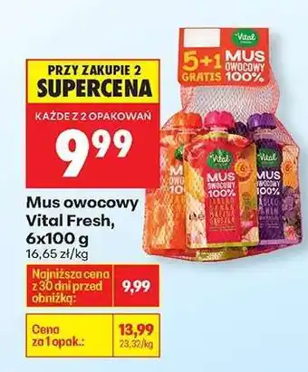 Biedronka Mus owocowy Vital Fresh, 6x100 g oferta