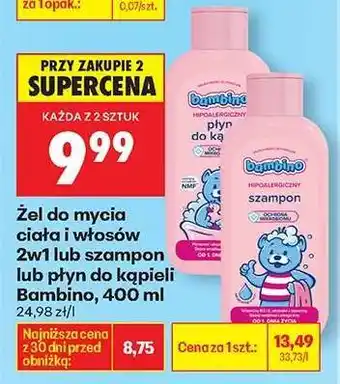Biedronka Žel do mycia ciała i włosów 2w1 lub szampon lub płyn do kąpieli Bambino 400 ml oferta
