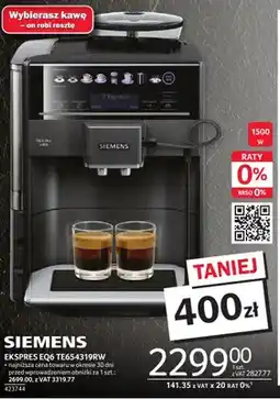 Selgros Ekspres EQ6 TE654319RW Siemens oferta