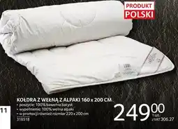 Selgros Kołdra z wełną 7 alpaki 160x200 cm oferta