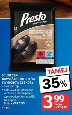 Selgros Presto ściereczki nawilżane do butów i wyrobów ze skóry dwa rodzaje oferta