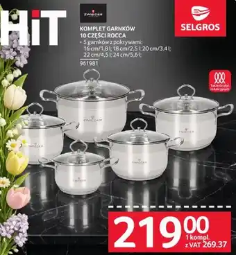 Selgros Komplet garnków 10 części Rocca oferta