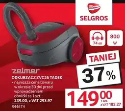 Selgros Odkurzacz ZELMER ZVC26 TADEK oferta