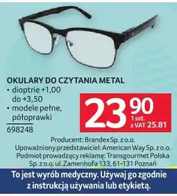 Selgros Okulary do czytania metal oferta