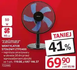 Selgros Wentylator stołowy ZELMER ZTF0400 oferta