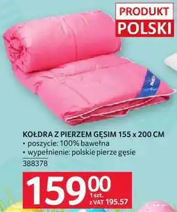 Selgros Kołdra z pierzem gęsim 155 x 200 cm oferta