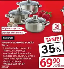 Selgros Komplet garnków 6 części INOX AMBITION oferta